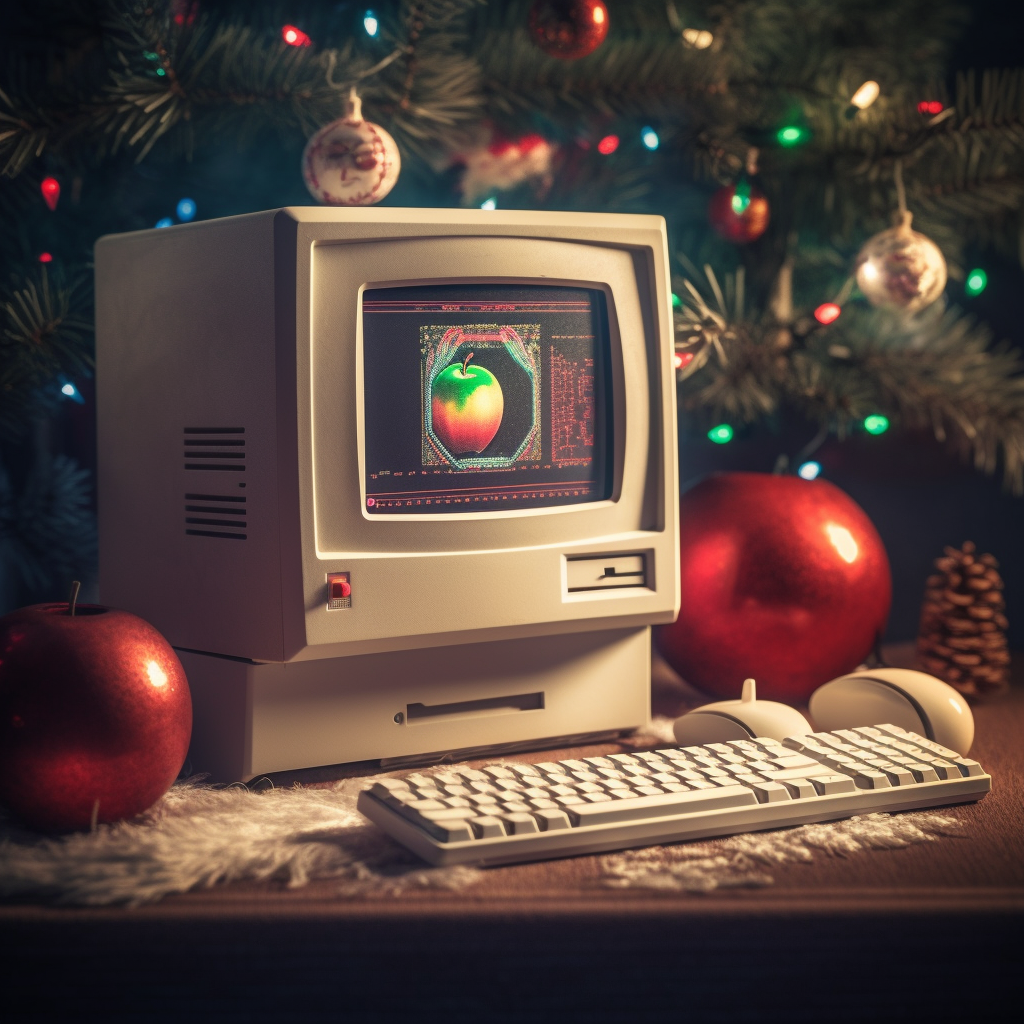 A festive look at a Mac computer